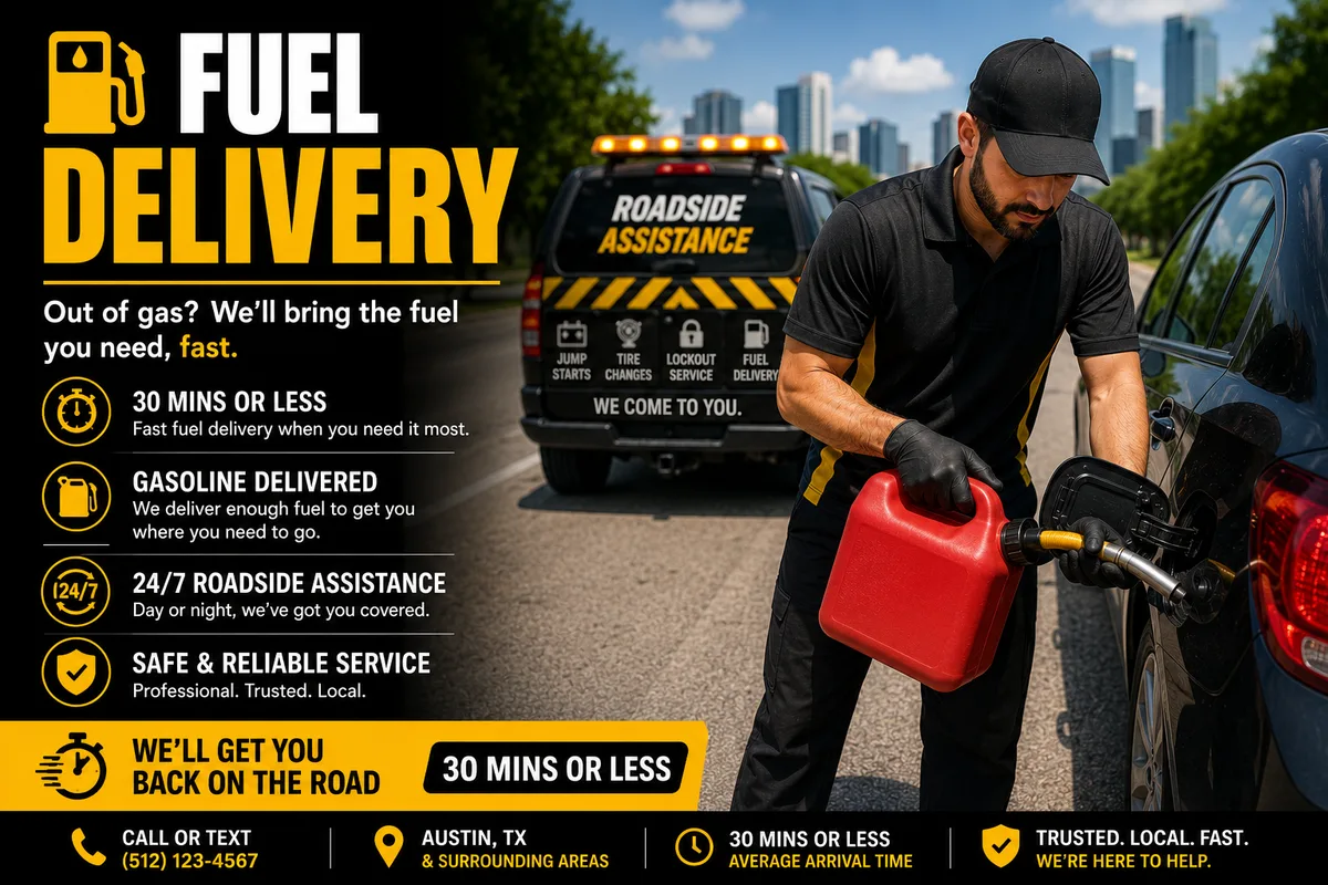 Kwik technician delivering emergency fuel to a stranded driver